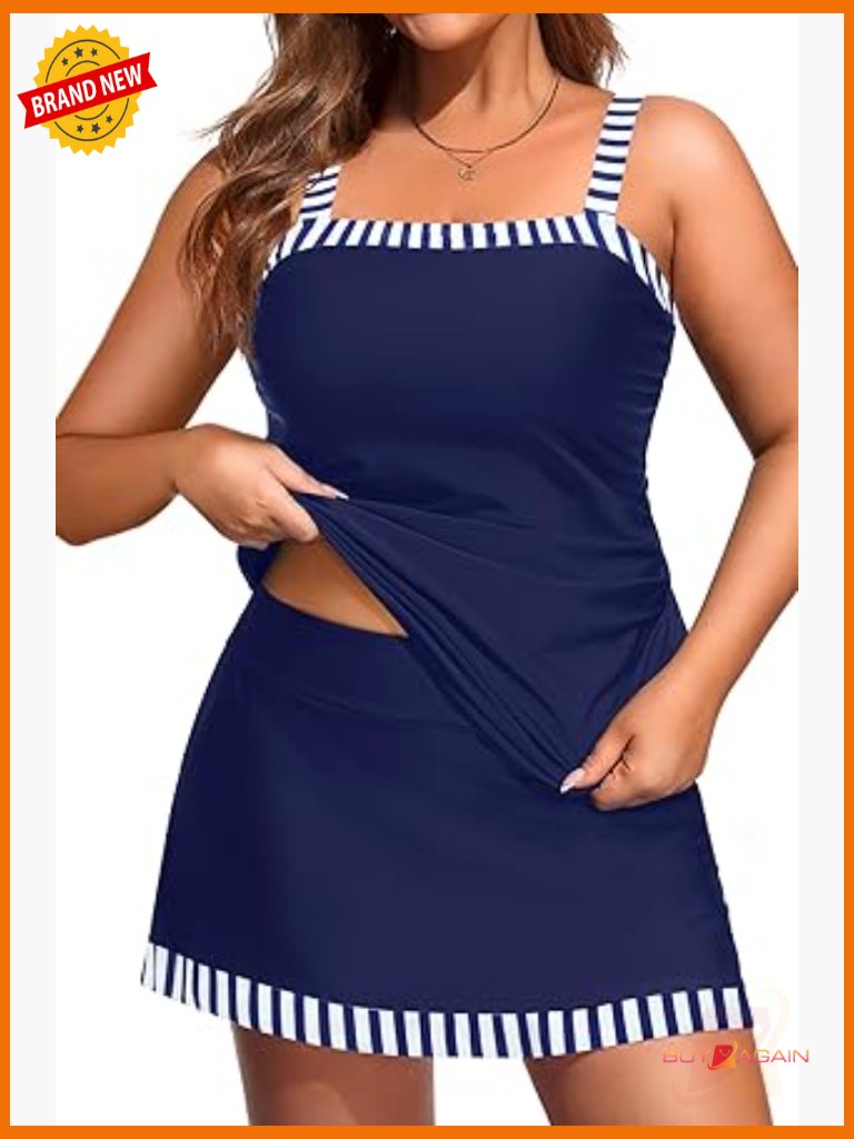 Plus Size Tankini Swimsuit With Skirt - Tummy Control Bathing Suit 2 Piece